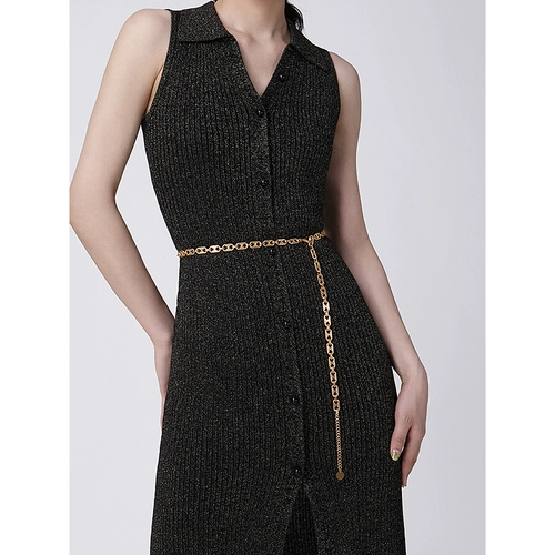 Металлический золотой аксессуар, брендовый ремень, подходит с юбкой, платье, цепь