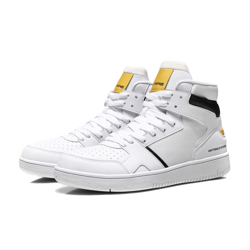 Li Ning Casual Shoes Men's Shoes Knight Autumn Casual Couple High-Top Fashion White Sneakers Sports Shoes Agcn285