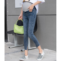Pregnant women jeans spring and autumn tight-fitting pants tide mother wear nine-point short spring summer palms fashion maternity wear