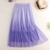 2018 mùa hè phong cách mới hoang dã mỏng cao eo gradient sáng lưới sợi Một từ xếp li giữa chiều dài nửa chiều dài váy A36 chân váy tầng ngắn Váy