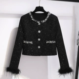 Пуховик, комплект, черная куртка, мини-юбка, в стиле Шанель, увеличенная толщина