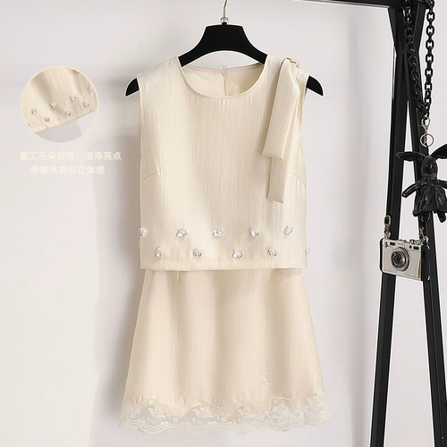 Нарукавники без рукавов, летний комплект, юбка, в стиле Шанель