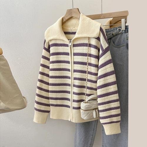 Демисезонный свитер с молнией, трикотажный кардиган, куртка