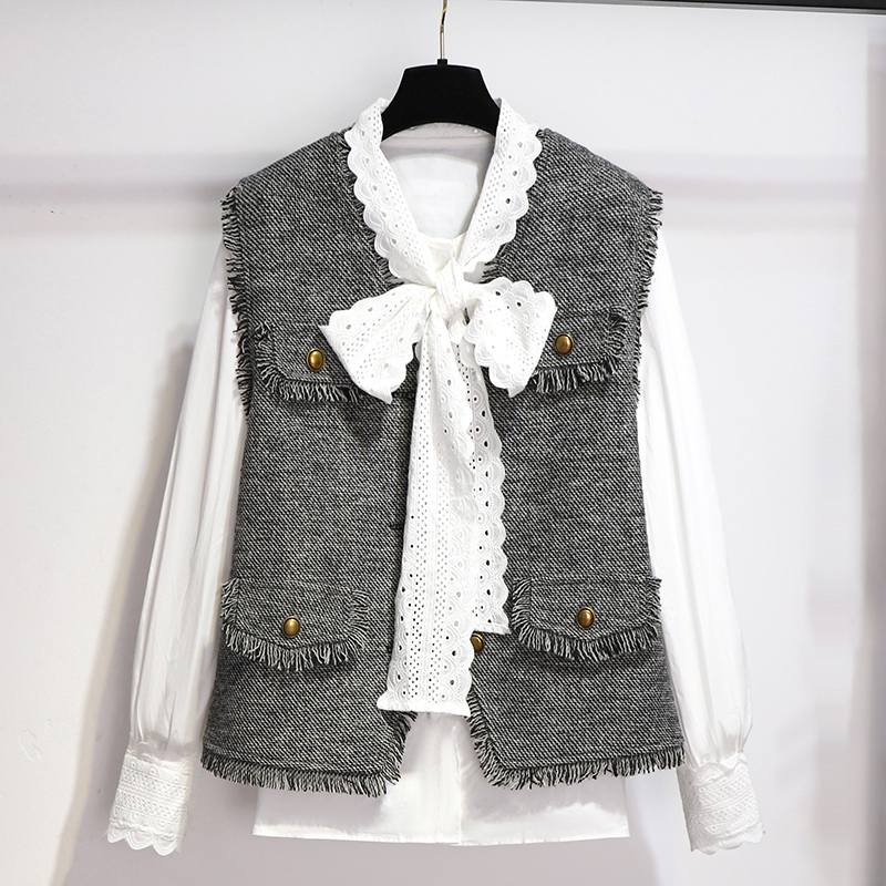 Gray Tweed Chanel-Style Vest for Women, 2026 New Spring and Autumn Model, Stylish and Unique Chic Waistcoat