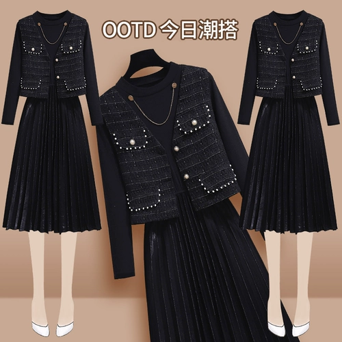 Осеннее платье, осенний лонгслив, комплект, в стиле Шанель, 2025 года, премиум класс