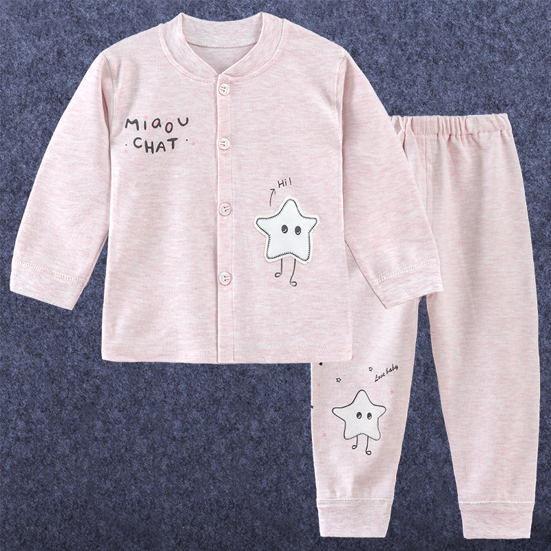 Childrens bộ đồ lót mùa xuân và mùa thu cotton mỏng quần mens mùa thu 1-3 năm bé già trẻ em pajama cardigan.