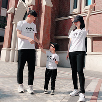 Parent-child outfit a family of three or four pure cotton short-sleeved white t-shirt summer net red mother and child mother and daughter 2021 foreign style new