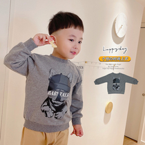 Sunglasses puppy print small and small children Fashion foreign air pure cotton autumn loaded with male baby 100 lap trend on clothes T-shirt