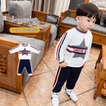 2022 New Tide Cool Lines Kids Spring Autumn Pure Cotton Long Sleeves Clothes Boy Kids Baby Sports Two Suits