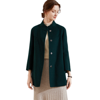 Autumn and winter wool double-sided wool mid-length coat for middle-aged and elderly people