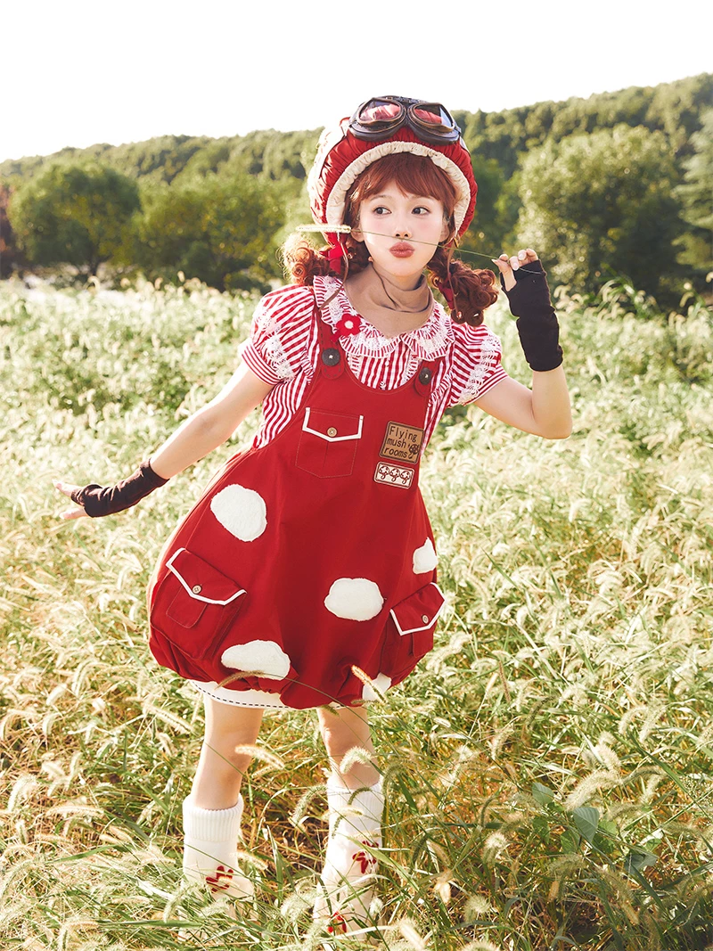Подлинно милые красные подтяжки, (Physicals), стиль Lolita, Lolita Jsk
