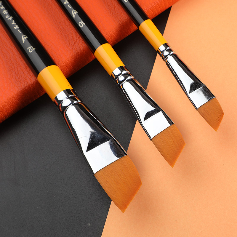 Slanted Head Nylon Paintbrush Watercolor Pen Fine Art Oil Painting Propylene digital oil painting Water color pen Single art painting paintbrush set