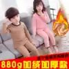 Children's thermal underwear set velvet thick winter 2019 boys and girls middle and large children's baby pajamas two-piece set