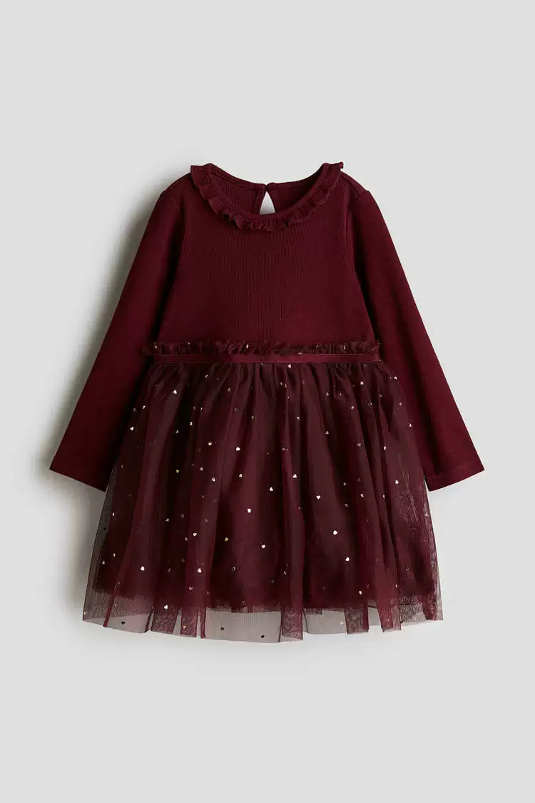 Национальное агентство по закупкам детской одежды H&M для маленьких девочек и малышей, вязаная хлопковая тюлевая длинно рукавная платье-платье 1210558