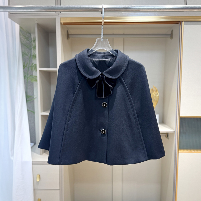 Shenzhen Nanyou Qianjinfeng Doll Collar Short Coat for Women 2026 New Autumn and Winter Elegant Bow Cape Top