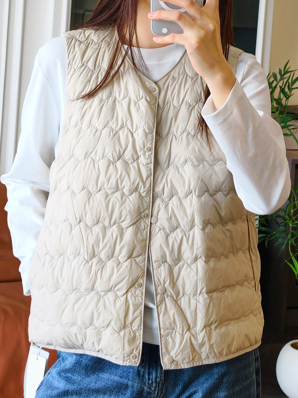 Off-Season Clearance: High-Quality M/D Versatile Wave-Patterned down Vest/Down Jacket, Available in Three Colors