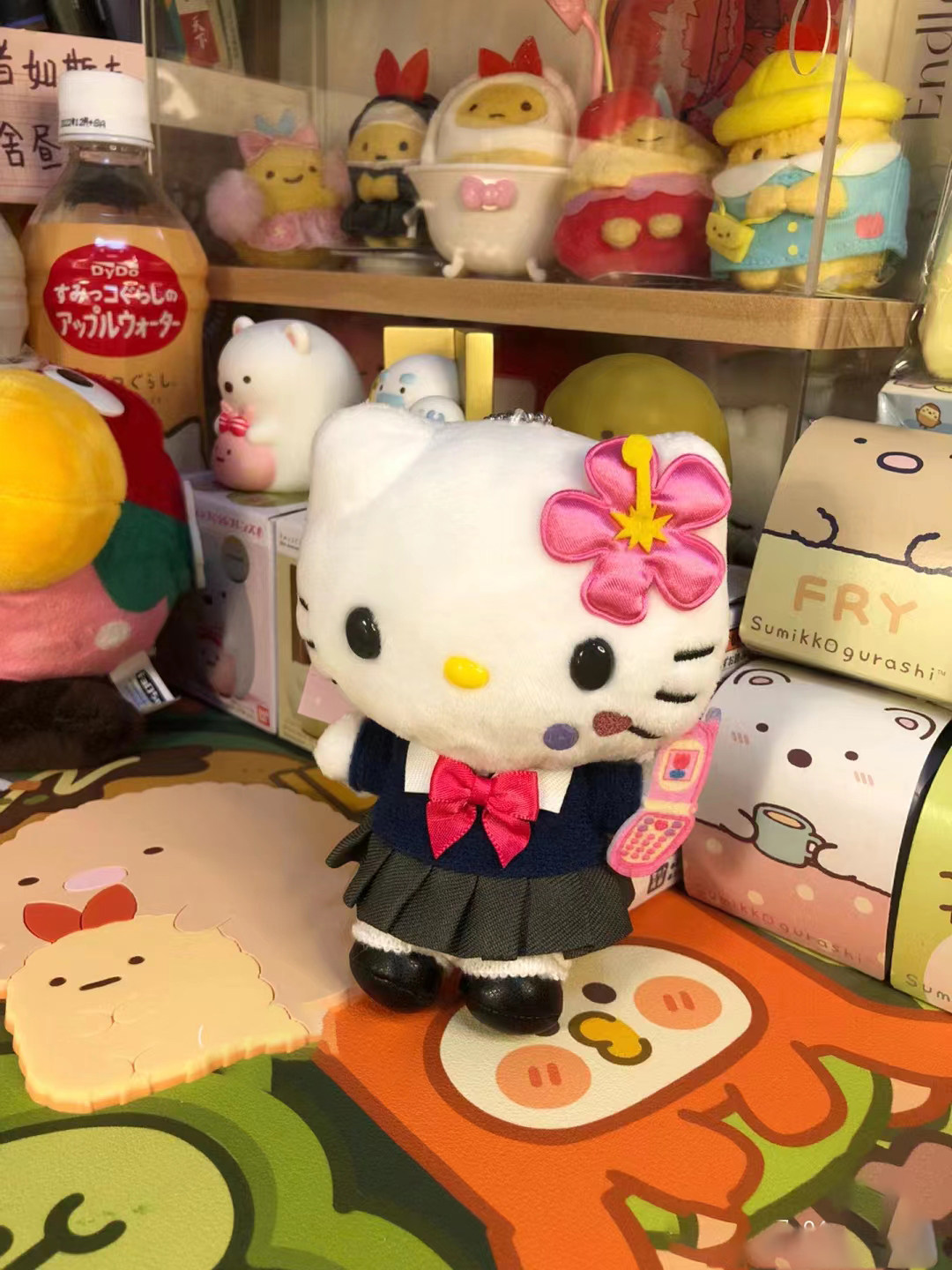 hello kitty毛绒公仔玩偶hallo挂件女生包包挂饰黑皮KT猫 小饰品-阿里巴巴