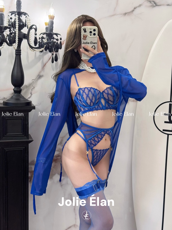 Jolieelan·Deep Sea Enchantress·Sexy Mesh Splicing Lace See-Through High-End French Lingerie Set