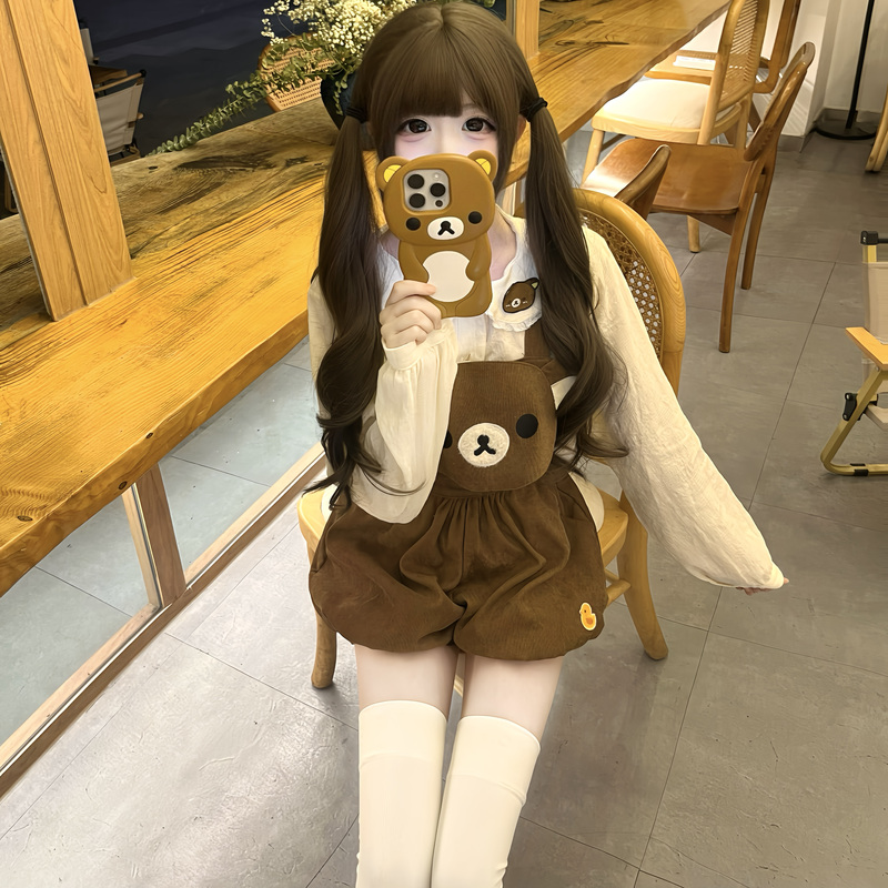 Original [Little Cute Bear] Chaihuhu Rilakkuma Suspender Dress Cute Girl's Dress Clearance with Minor Flaws