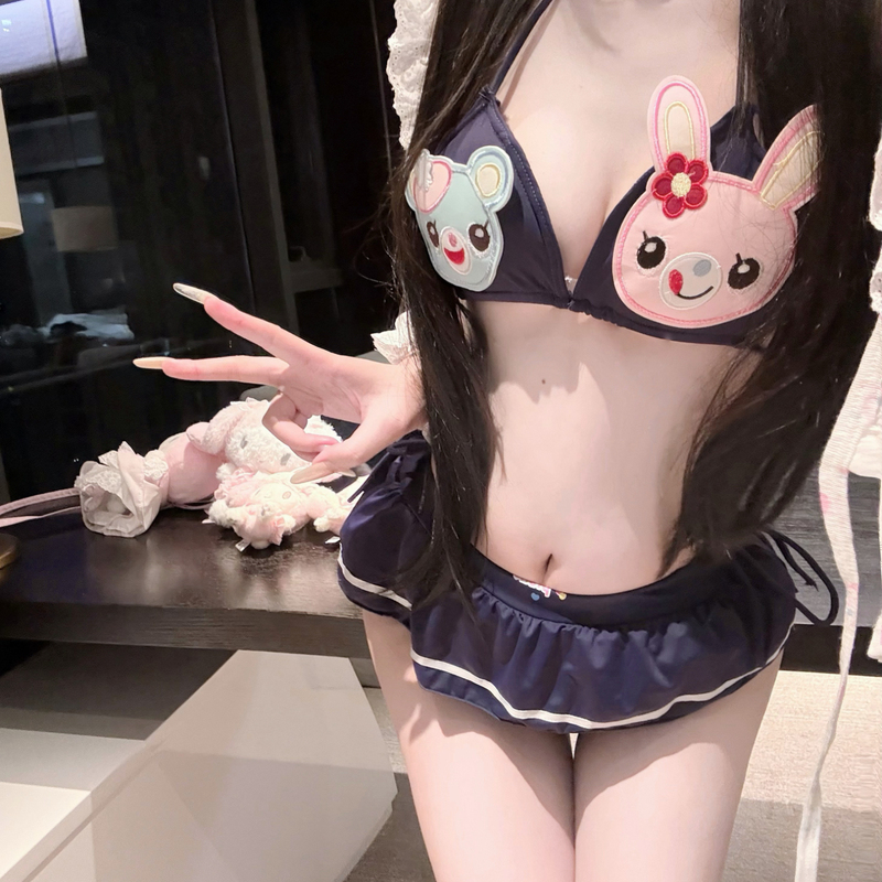 Ercchuang [Mp Swimsuit] Chai Huhu Lolita Cartoon Summer Vacation Sexy Hot Girl Two-Piece Swimsuit Dress