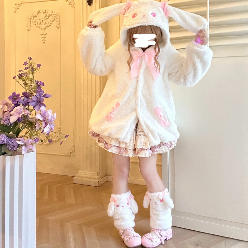 Original [Rabbit Bear Coat] Lolita Winter Coat Lolita Cute Style Outfit Winter Warmth Adorable and Cute