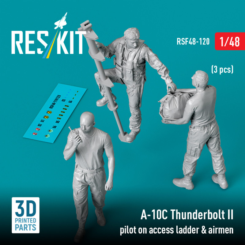 Reskit 1/48 A-10C Thunderbolt Ii Pilot on Ladder & Soldiers (3 Pieces)