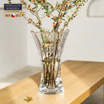 Czech Imported Crystal Glass Vase Transparent Light Lavish Flower Arrangement Eu Style Home Living Room Wide Mouth Large Modern Brief