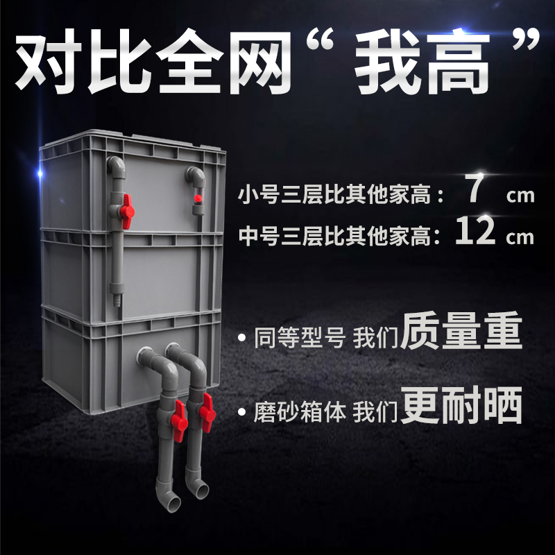 Fish tank fish pond filter water circulation system is placed on the homemade drip box turnover box filter box DIY fish toilet