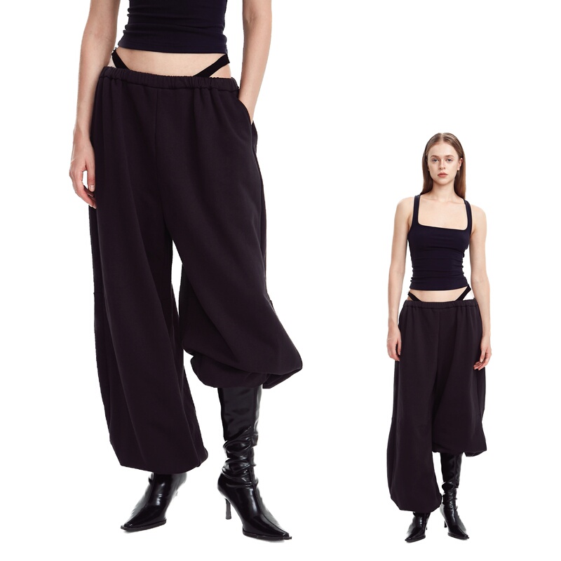 Sais Diamond-Embellished Waistband Faux Two-Piece Design Sweatpants Women's Bikini Loose Wide-Leg Pants Casual Long Pants