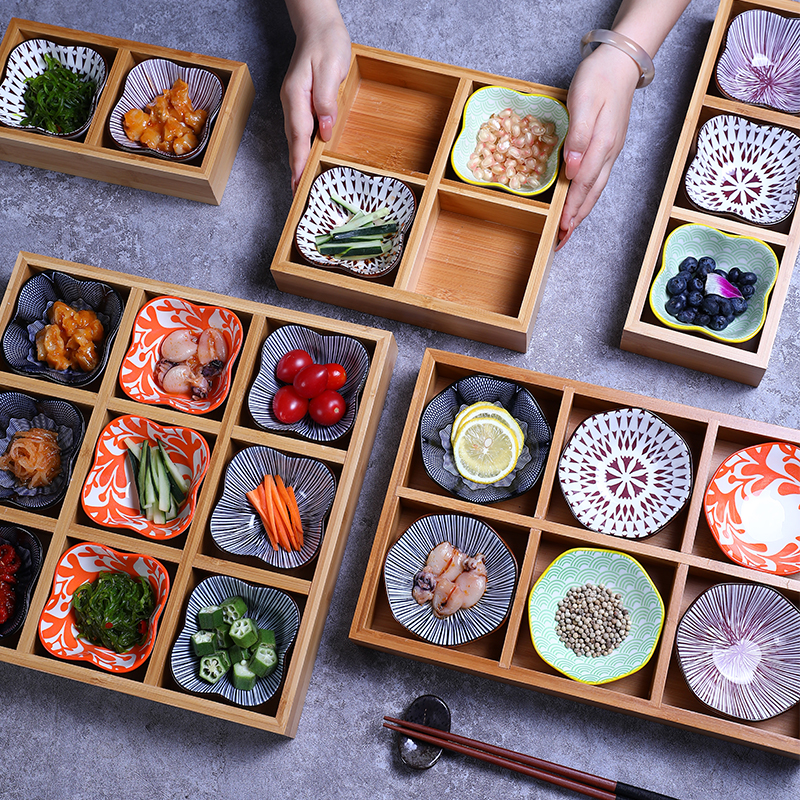 Bamboo Wood Creative Fire Pot Shop Cutlery Dinner Plate Specialty Hot Pot Vegetable vegetable Roast Nine Palace Grilled Plate Parquet