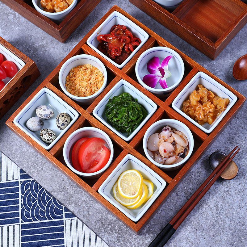 Bamboo Wood Creative Fire Pot Shop Cutlery Dinner Plate Specialty Hot Pot Vegetable Vegetable Tray Nine Palace Lattice Plate Parquet