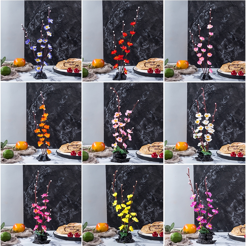 High-end Hotel Dining Room Sashimi Parquet Dish Tray Decorated With Flowers And Grass Creative Small Pendulum Pieces Around the flowers