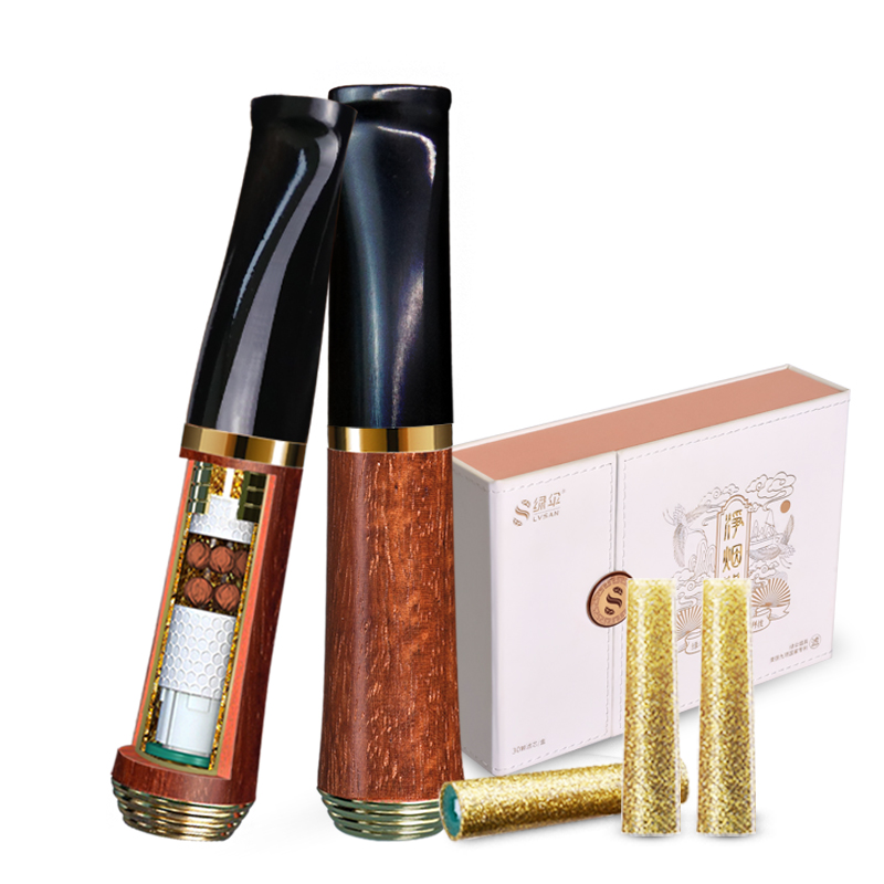 Green umbrella cigarette holder red sandalwood horn cigarette holder cigarette holder filter thick and thin cigarette dual-purpose personality men's filter