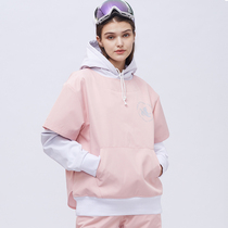 Ski sweater women tide veneer plus velvet warm windproof breathable ski suit mens double board hooded color color hoodie