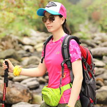 womens short sleeve outdoor sports hiking summer round neck camouflage half sleeve running sunscreen fast drying t-shirt