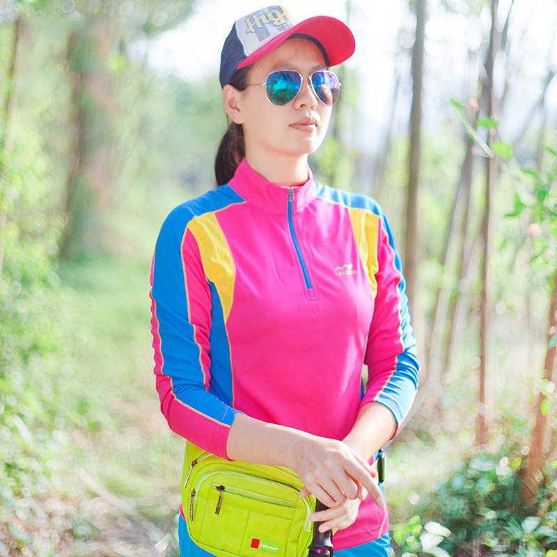 Quick-drying women's long-sleeved thin outdoor sports sweat-absorbing slim thin sunscreen top Hiking mountaineering quick-drying t-shirt