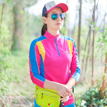 womens long sleeve thin outdoor sports sweat absorbing slim sunscreen top hiking fast drying t-shirt