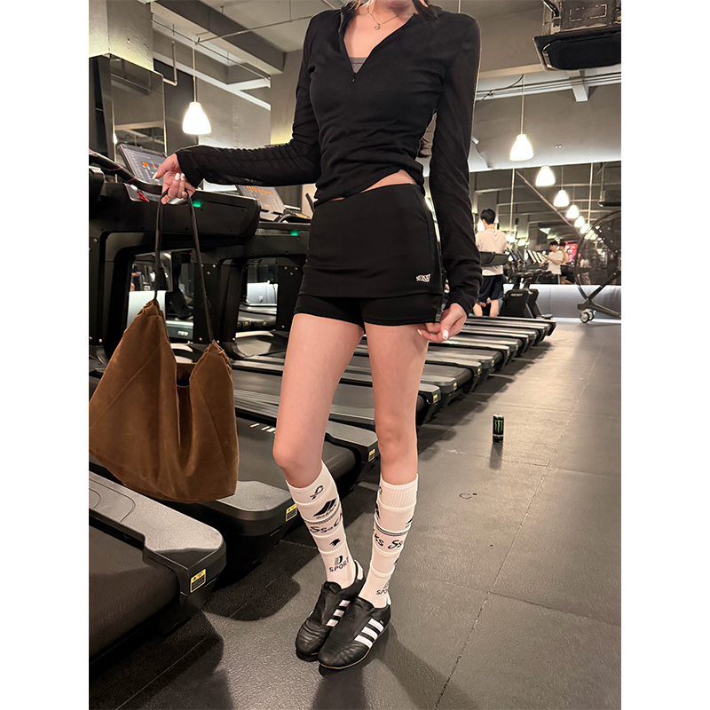R1Dge American-Style Letter Print Hip-Hugging Skirt Pants for Women, Summer Slim-Fit Versatile Sports Shorts