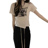 Дизайнерская короткая брендовая футболка, тренд сезона, короткий рукав