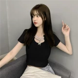 Брендовая летняя короткая футболка с коротким рукавом, 2025 года, популярно в интернете, высокая талия, облегающий крой