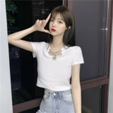 Брендовая летняя короткая футболка с коротким рукавом, 2025 года, популярно в интернете, высокая талия, облегающий крой