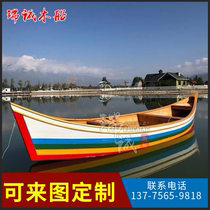 Wooden boat park landscape decoration props landscape flowers European sailing wedding photography solid wood ornaments model boat