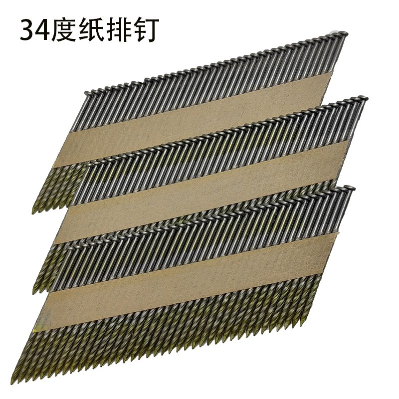 Paper Nails 34 Degree Semi-Slanted Nails for Wooden Roofs 2.8X50 2.8X60 2.8X90 Smooth Shank Ring Pattern Wood Nails