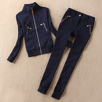 2022 Fall New Foreign Trade Original Single Leisure Sports Suit Women Fashion Pure Cotton Sports Wear two sets of sleeves