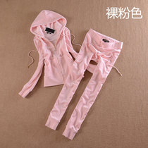 Velvet sports suit women PINK fall foreign air casual long sleeve suit for body gold velvet clothing two sets of damp