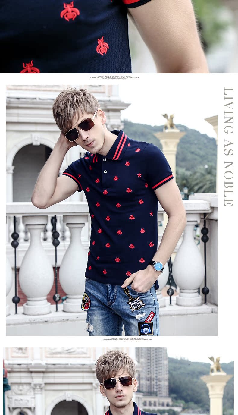 Nơi để biến mùa hè 2017 cho nam mới Áo sơ mi polo phổ biến cho nam thêu áo sơ mi mỏng nhẹ thường xuyên áo thun nam có cổ lacoste