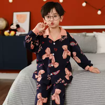 Boy's pajamas spring and autumn cotton long sleeve children's thin cartoon suit