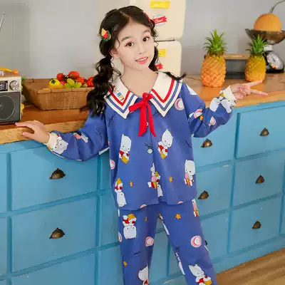 Children's pajamas, girls, spring and autumn cotton long sleeves, small girls, thin Princess baby home clothes