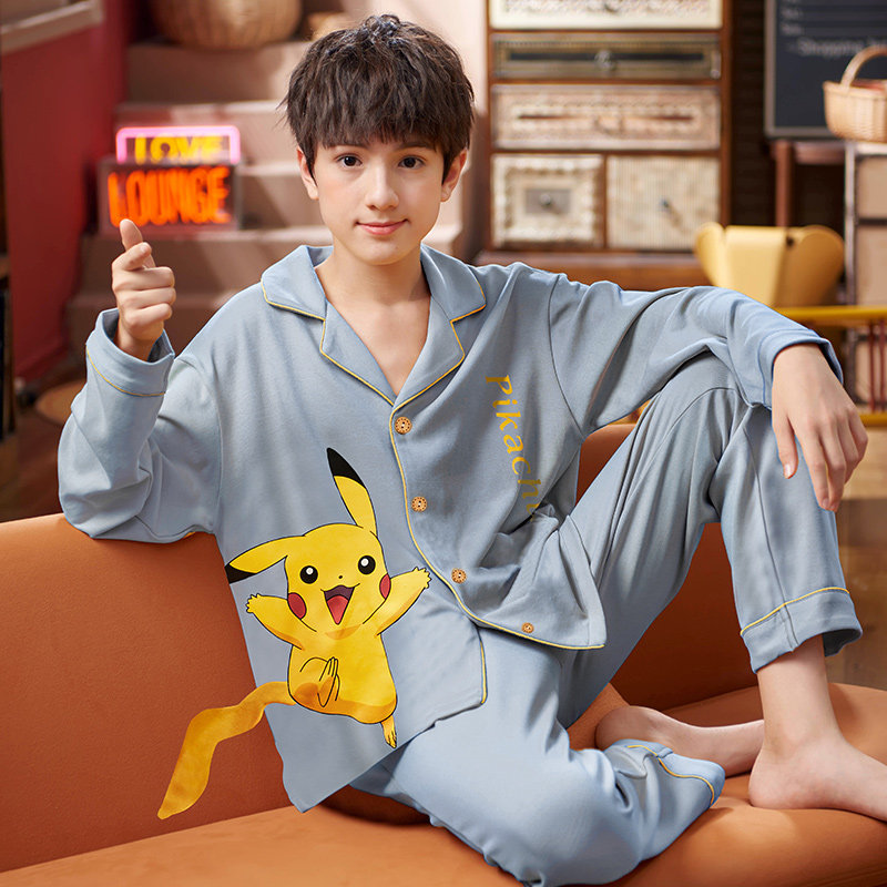 Boys pajamas spring and autumn cotton long sleeve children thin section baby cartoon little boy suit big kids home wear