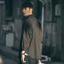 Raul spring and autumn mens plaid striped shirt Casual top shirt Boys loose jacket Long sleeve tide Korean version